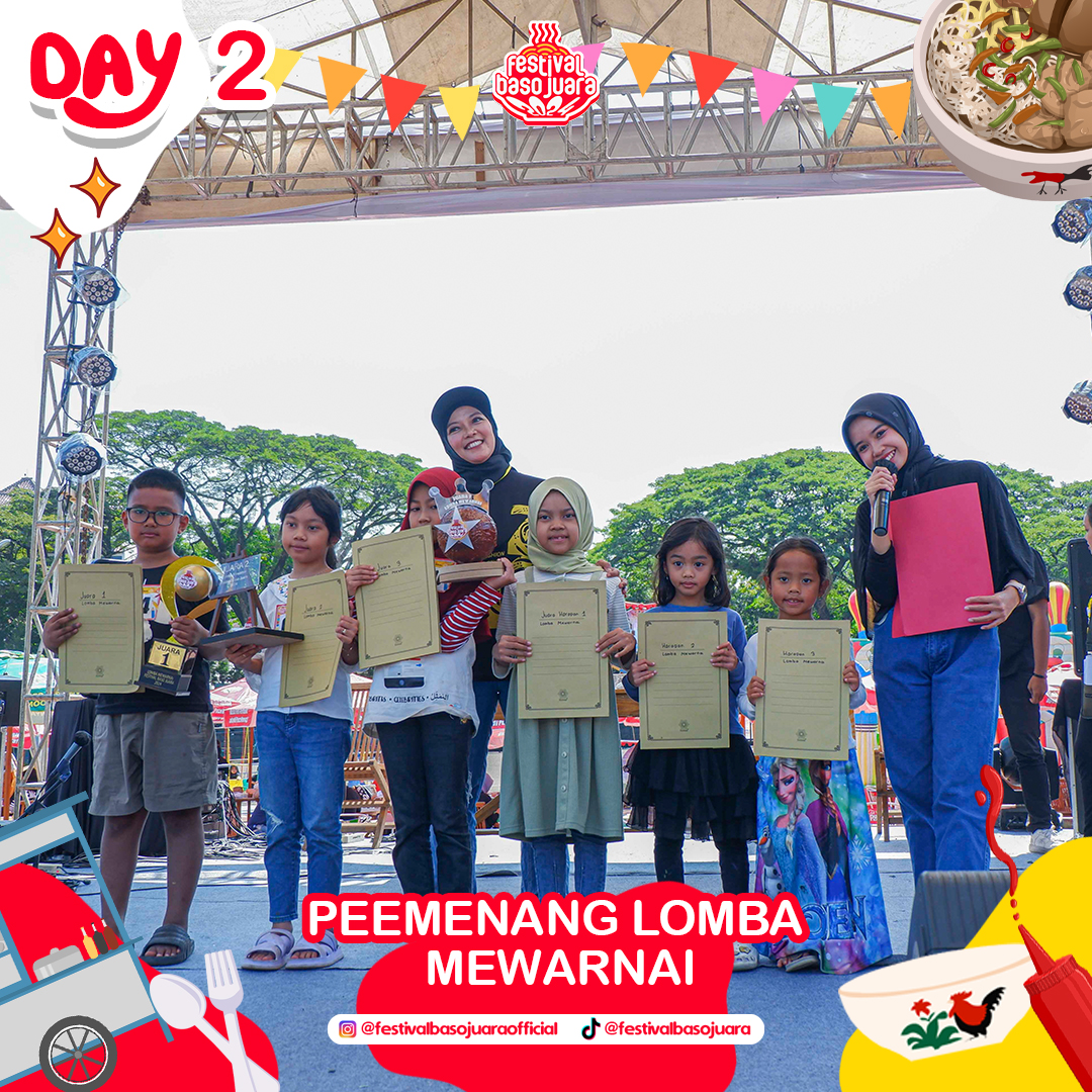 Festival Baso Juara 2024 - Day 2 Coloring competition winners ceremony with all participants on stage